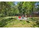 Seating area with chairs around a fire pit in a backyard with a privacy fence at 877 Lee Andrews Se Ave, Atlanta, GA 30315