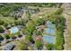 Aerial view shows community pool and tennis courts offer great amenities for an active lifestyle at 7035 W Mountain Xing, Cumming, GA 30041