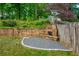 Backyard featuring an outdoor stone fireplace and sitting area at 2918 Arbor Creek Ln, Atlanta, GA 30340