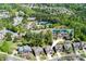 Aerial view of a neighborhood featuring homes surrounded by lush greenery and community amenities at 4125 Barnes Meadow Sw Rd, Smyrna, GA 30082