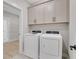 Well-organized laundry room features a side-by-side washer and dryer and ample overhead cabinet storage at 159 Sunshower Rdg, Canton, GA 30114