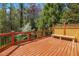 Spacious wooden back deck with railing and a bench overlooking lush greenery at 2827 Overlook Ne Trce, Atlanta, GA 30324