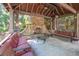 Interior view of a community gazebo with a stone fireplace and outdoor seating at 2827 Overlook Ne Trce, Atlanta, GA 30324