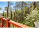 Scenic backyard view through an orange wooden railing with decorative lights of an abundance of trees at 2827 Overlook Ne Trce, Atlanta, GA 30324