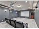 Home theater room with tiered seating, projector, screen, and sconce lighting at 7050 Redcliff Ct, Suwanee, GA 30024