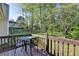 Inviting backyard deck with a table and chairs, perfect for enjoying the serene wooded surroundings at 1132 Owen Cir, Sugar Hill, GA 30518