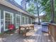 Spacious wooden deck with outdoor seating, grill, and backyard view at 1017 Fairway Valley Dr, Woodstock, GA 30189