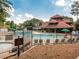 Community pool with lifeguard umbrellas, lounge chairs, and fenced enclosure at 1017 Fairway Valley Dr, Woodstock, GA 30189