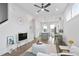 Open concept living space with hardwood floors, modern decor, and a view of the kitchen at 200 Chestnut Cir, Atlanta, GA 30342