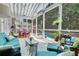 Bright sunroom with comfortable seating, plants, and views of the backyard and pool at 3818 Bay Forest Way, Loganville, GA 30052