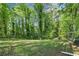 A scenic backyard view showing a vast green space surrounded by beautiful trees and lush greenery at 46 Hawkins Store Nw Rd, Kennesaw, GA 30144