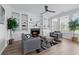 Comfortable living room featuring a fireplace, built-in shelves, contemporary furniture, and an open layout at 4161 Sherwood Oaks Dr, Decatur, GA 30034