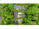 Aerial view of a private estate with a swimming pool surrounded by lush greenery at 705 W Ponce De Leon Ave, Decatur, GA 30030