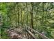 Serene wooded backyard with a white fence creating a peaceful and private outdoor space at 1426 N Crossing Ne Dr, Atlanta, GA 30329