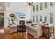 Bright living room featuring hardwood floors, tall windows, a fireplace and comfortable furniture at 3115 Corsair Curv, Cumming, GA 30040