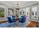 Formal dining room featuring a chandelier, hardwood floors, and ample natural light at 2120 Blackheath Trce, Alpharetta, GA 30005