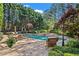 Stunning backyard oasis features a private pool, stone patio, and lush landscaping for ultimate relaxation and enjoyment at 2120 Blackheath Trce, Alpharetta, GA 30005