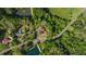 Drone shot exhibiting a house in a green forest, situated near a road and lake at 6515 Namon Wallace Dr, Cumming, GA 30028