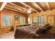 Inviting bedroom with wooden accents, a comfortable bed, and a view of the outdoors through the windows at 6515 Namon Wallace Dr, Cumming, GA 30028