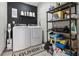 Functional laundry room equipped with modern appliances and ample storage shelving at 95 Graystone Dr, Covington, GA 30014