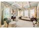 Cozy sitting room featuring custom drapery and a decorative chandelier, creating a tranquil space at 13230 Addison Rd, Roswell, GA 30075
