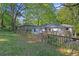 Spacious backyard with wooden fence and small back porch at 1346 Wichita Sw Dr, Atlanta, GA 30311