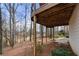 Underneath the deck, view of lake and natural backyard landscape at 1810 Valley Brook Dr, Alpharetta, GA 30005