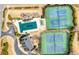 Aerial shot features community amenities: pool, tennis courts, clubhouse, lounge area, and well-maintained landscaping at 1810 Valley Brook Dr, Alpharetta, GA 30005