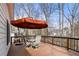 Spacious deck with outdoor seating, offering a perfect spot for relaxation and entertaining with wooded backyard views at 1810 Valley Brook Dr, Alpharetta, GA 30005