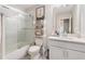 Bathroom with white vanity and tiled shower at 38 Trailview Ln, Hiram, GA 30141