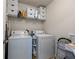 Functional laundry room with washer, dryer, and ample storage space at 6150 Thorncrest Dr, Tucker, GA 30084