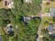 Aerial view of a home nestled among lush trees, with a swimming pool in the neighborhood at 614 Springharbor Dr, Woodstock, GA 30188