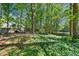 Spacious backyard with a wooden fence and shed, surrounded by tall trees and ample space at 614 Springharbor Dr, Woodstock, GA 30188