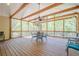 Large screened-in patio with ceiling fan, table and chairs, perfect for outdoor entertaining at 1010 Forest Creek Dr, Canton, GA 30115