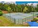 Aerial view of tennis courts surrounded by lush trees, perfect for recreational play and community activities at 3448 Clear Stream Ne Run, Auburn, GA 30011