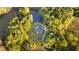 Aerial view of estate featuring a beautiful home and a private lake, all surrounded by lush greenery at 576 Tope Rd, Sharpsburg, GA 30277