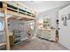 Bedroom showcasing a custom loft bed with a hanging chair and unique decor at 576 Tope Rd, Sharpsburg, GA 30277