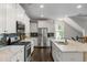 Bright kitchen features white cabinetry, stainless steel appliances, and black backsplash at 2136 Oak Knob Dr, Decatur, GA 30032