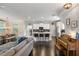 Bright, open-concept living area seamlessly connects to a modern kitchen with island seating at 2136 Oak Knob Dr, Decatur, GA 30032