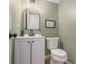 Stylish half bathroom featuring modern vanity, sage green walls, and elegant fixtures at 2294 Salt Springs Pl, Austell, GA 30168