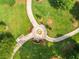 Bird's eye view of a park with a circular flower garden and benches at 2374 Farmstead Cir, Smyrna, GA 30080