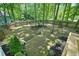 Spacious backyard featuring a well-manicured lawn, mature trees, and a wooden fence at 120 Stanmore Ct, Roswell, GA 30075