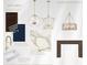 Sample design board of the kitchen featuring walnut perimeter cabinets and a white farmhouse sink at 5694 Brendlynn Dr, Suwanee, GA 30024