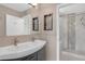 Contemporary bathroom features a glass shower with accent tile and updated vanity at 3475 Oak Valley Rd # 660, Atlanta, GA 30326