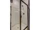 Modern curved shower with glass door and dark hardware at 1014 Starmoss Ln, Conyers, GA 30094