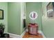 Elegant powder room with stylish vanity, sink, mirror, and unique decor at 2220 Peachtree Rd, Cumming, GA 30041