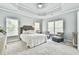 A cozy bedroom with a tray ceiling and neutral tones at 3233 Bagley Psge, Duluth, GA 30097