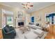 Inviting living room featuring hardwood floors, a fireplace, and stylish furniture arrangements at 1272 Saxony Se Dr, Conyers, GA 30013