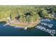 Aerial view of the community marina, featuring multiple boat slips and lake access at 5086 Cumberland Ct, Villa Rica, GA 30180