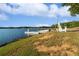 Scenic lake view with Adirondack chairs and a dock for relaxing and enjoying the waterfront at 5086 Cumberland Ct, Villa Rica, GA 30180